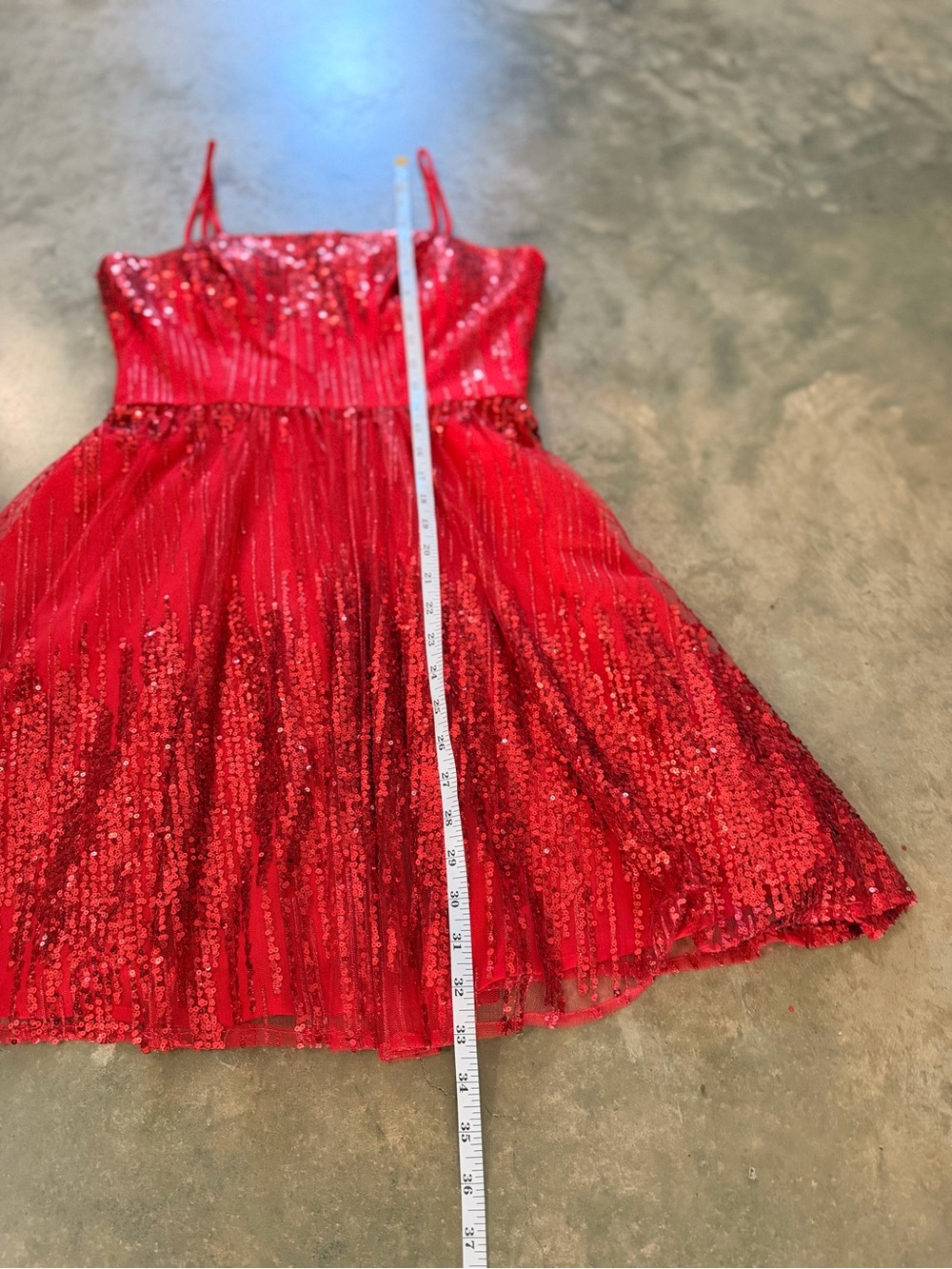 Soieblu Red Sequin Fit & Flare Mini Party Dress Sleeveless Size Medium - Picture 7 of 12